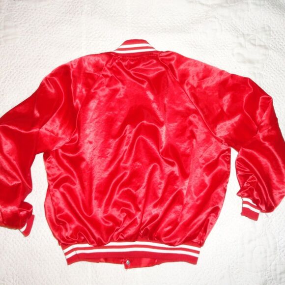 Red Satin Jacket Auburn UNISEX USA New Deadstock Vintage EXCELLENT - Picture 5 of 6
